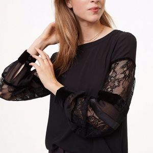Loft black blouse with lace sleeves